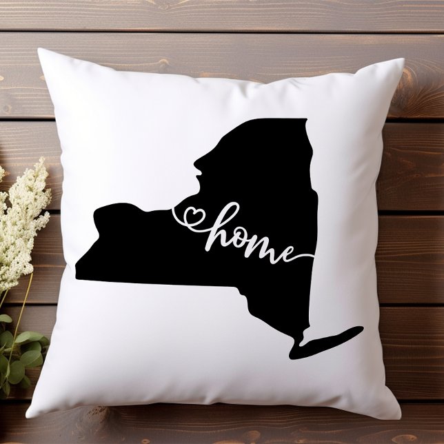 Home State Outline Heart New York Throw Pillow (Creator Uploaded)