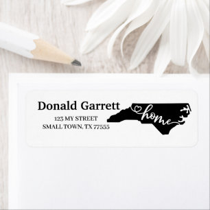 Home State Outline Heart North Carolina Address Label