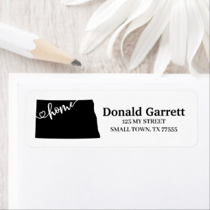 Home State Outline Heart North Dakota Address Label
