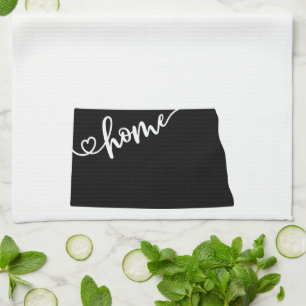 Home State Outline Heart North Dakota Kitchen Towel