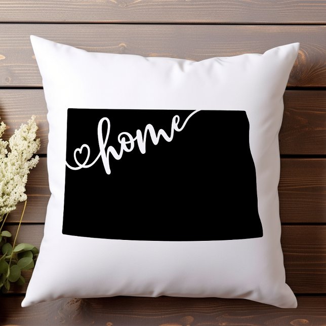 Home State Outline Heart North Dakota Throw Pillow (Creator Uploaded)