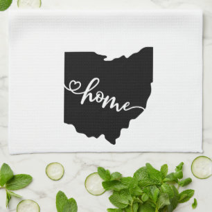 Home State Outline Heart Ohio Kitchen Towel