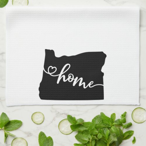 Home State Outline Heart Oregon Kitchen Towel