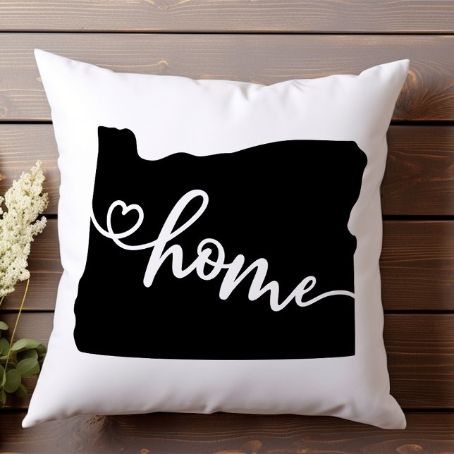 Home State Outline Heart Oregon Throw Pillow (Creator Uploaded)