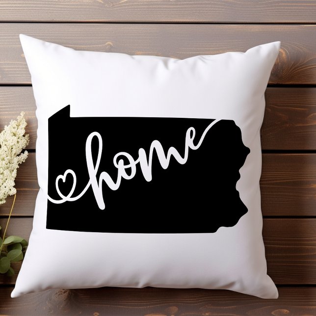 Home State Outline Heart Pennsylvania Throw Pillow (Creator Uploaded)