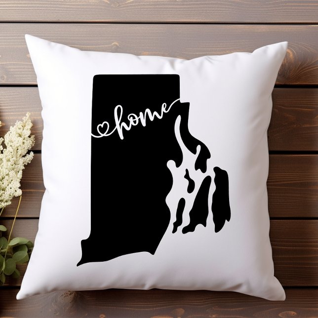 Home State Outline Heart Rhode Island Throw Pillow (Creator Uploaded)