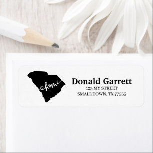 Home State Outline Heart South Carolina Address Label