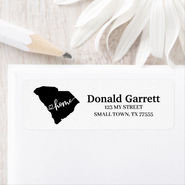 Home State Outline Heart South Carolina Address Label (Insitu)