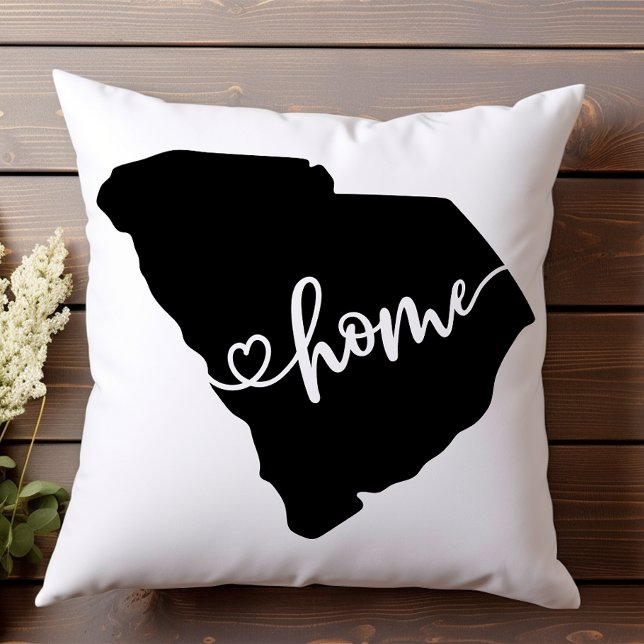 Home State Outline Heart South Carolina Throw Pillow (Creator Uploaded)