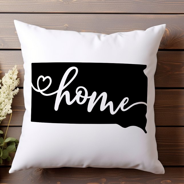 Home State Outline Heart South Dakota Throw Pillow (Creator Uploaded)