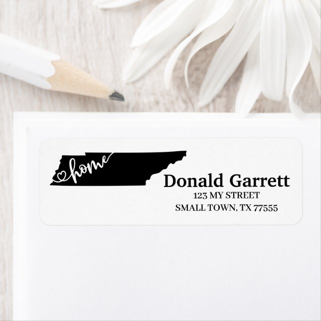 Home State Outline Heart Tennessee Address Label (Insitu)