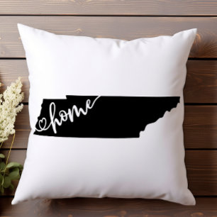 Home State Outline Heart Tennessee  Throw Pillow