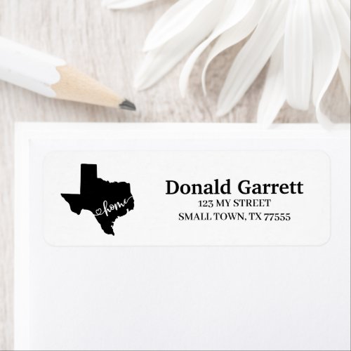 Home State Outline Heart Texas Address Label