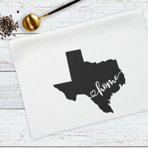 Home State Outline Heart Texas Kitchen Towel