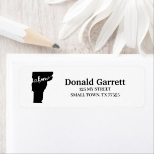 Home State Outline Heart Vermont Address Label