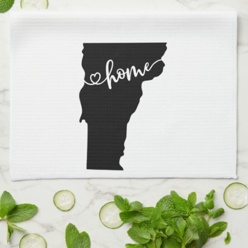 Home State Outline Heart Vermont Kitchen Towel
