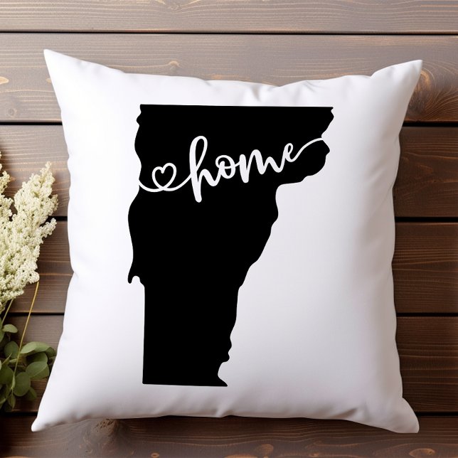 Home State Outline Heart Vermont Throw Pillow (Creator Uploaded)