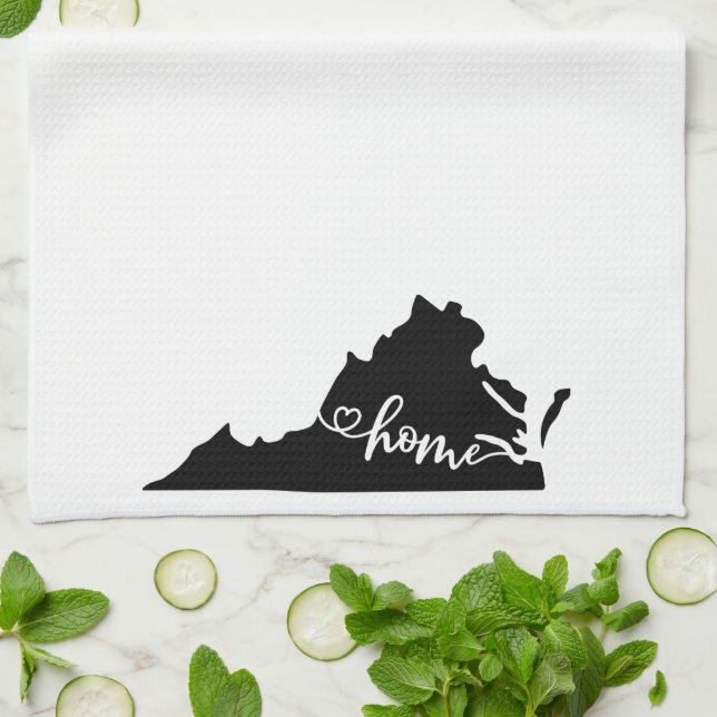 Home State Outline Heart Virginia Kitchen Towel (Folded)