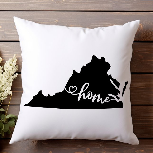 Home State Outline Heart Virginia Throw Pillow (Creator Uploaded)