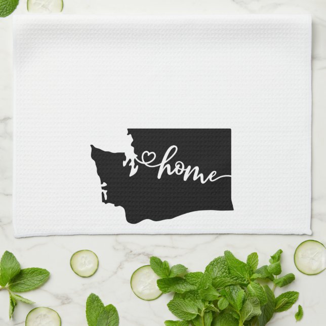 Home State Outline Heart Washington Kitchen Towel (Folded)