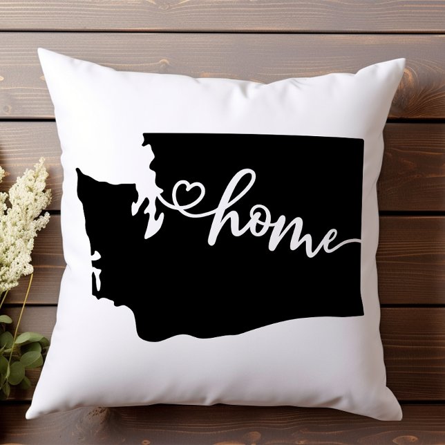 Home State Outline Heart Washington Throw Pillow (Creator Uploaded)