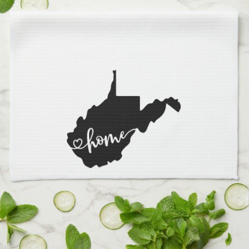 Home State Outline Heart West Virginia Kitchen Towel