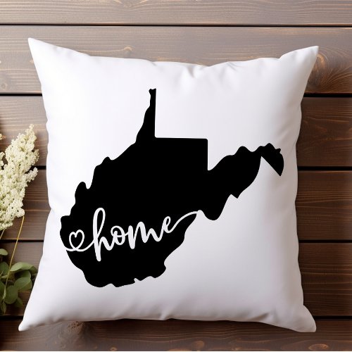 Home State Outline Heart West Virginia Throw Pillow