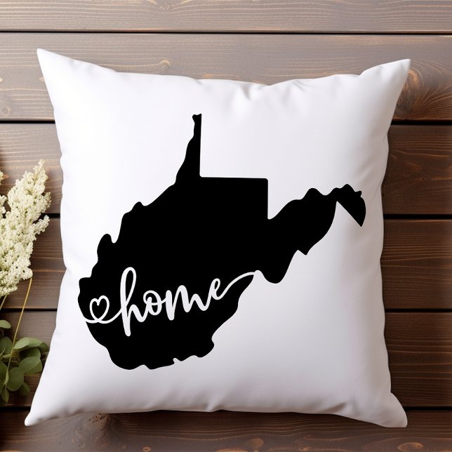 Home State Outline Heart West Virginia Throw Pillow (Creator Uploaded)
