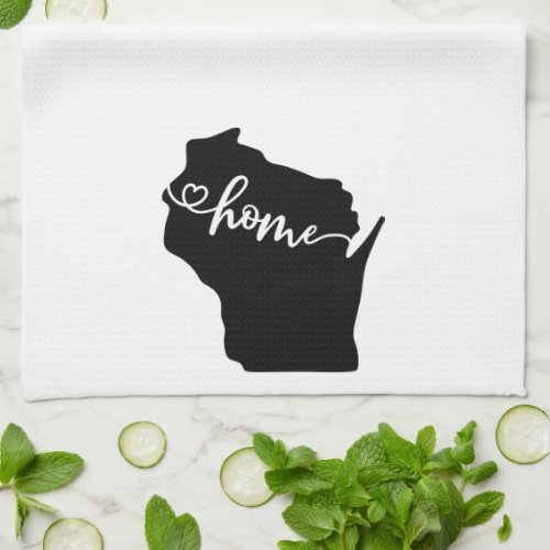 Home State Outline Heart Wisconsin Kitchen Towel