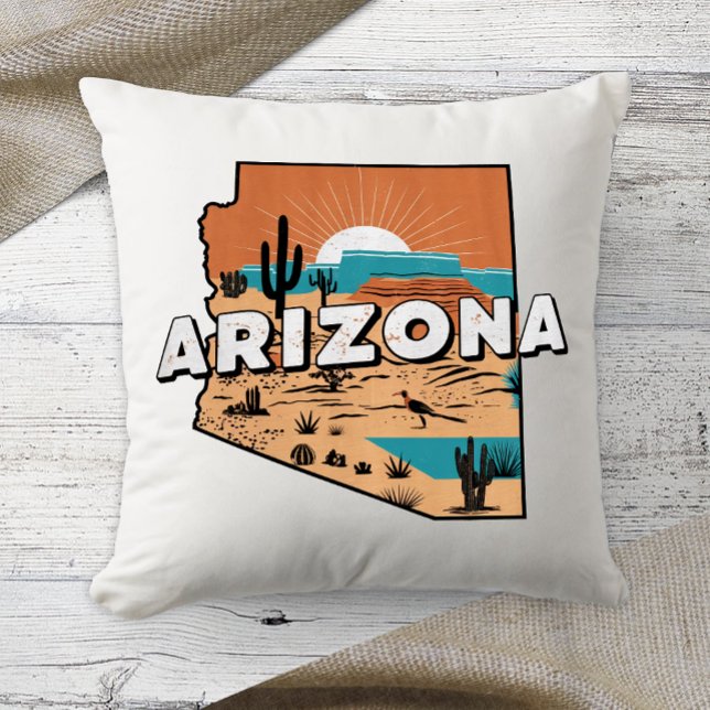 Home State Retro Color Arizona  Throw Pillow (Creator Uploaded)