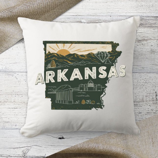 Home State Retro Color Arkansas  Throw Pillow (Creator Uploaded)