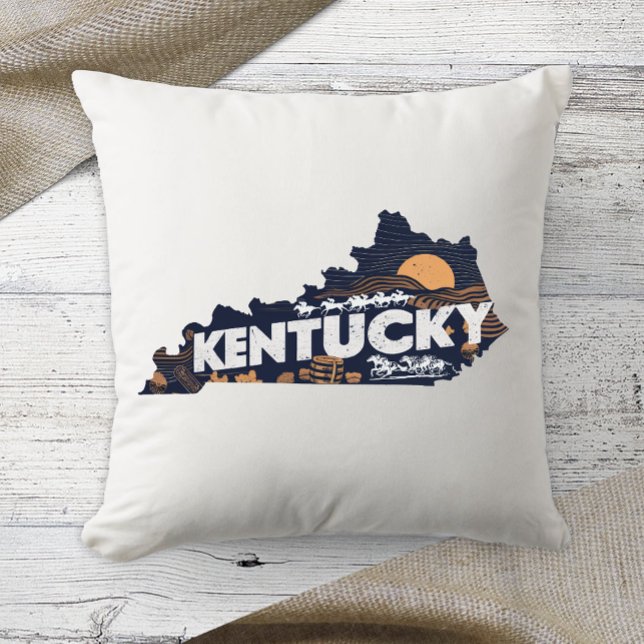 Home State Retro Color Kentucky  Throw Pillow (Creator Uploaded)