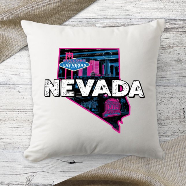 Home State Retro Color Nevada  Throw Pillow (Creator Uploaded)