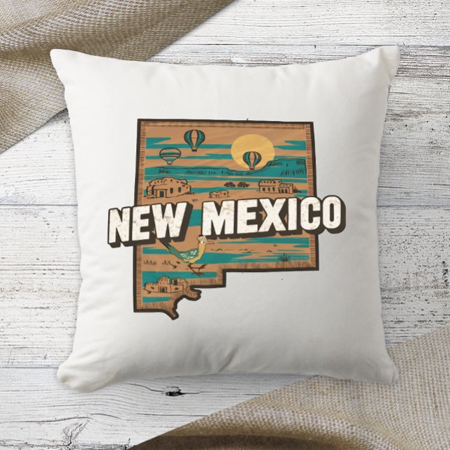 Home State Retro Color New Mexico Throw Pillow (Creator Uploaded)