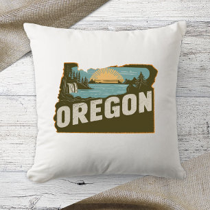 Home State Retro Color Oregon Throw Pillow