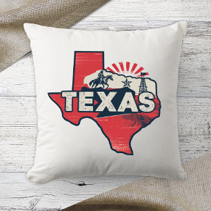Home State Retro Color Texas Throw Pillow