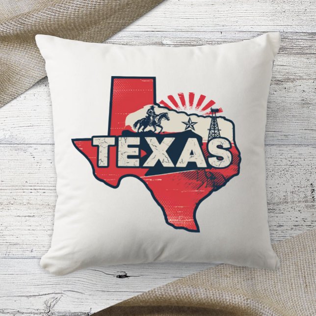Home State Retro Color Texas Throw Pillow (Creator Uploaded)