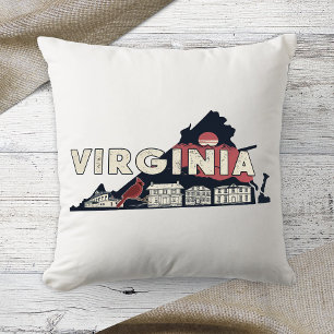 Home State Retro Color Virginia Throw Pillow