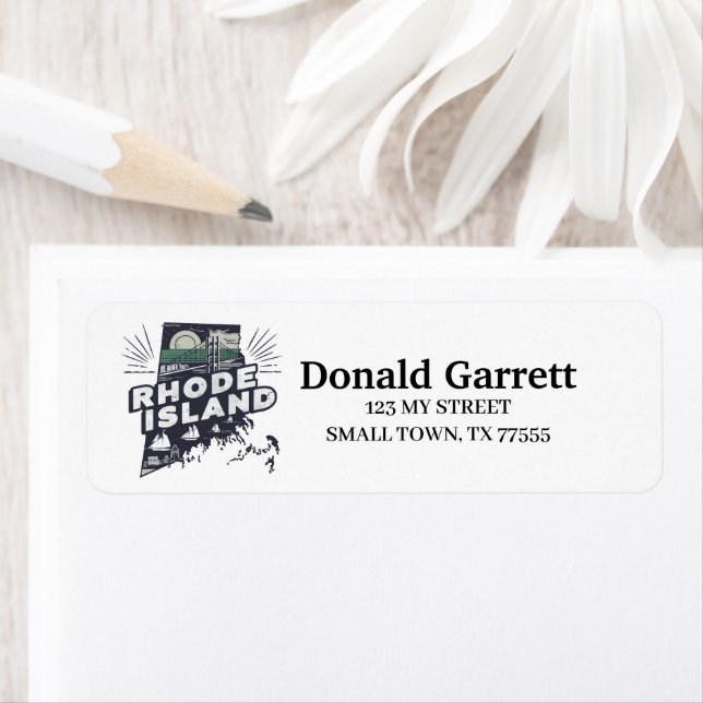 Home State Rhode Island Retro Color Address Label (Insitu)