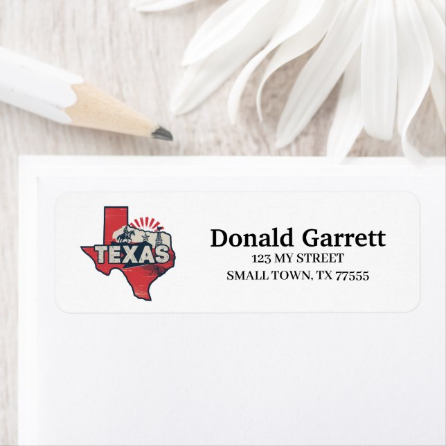 Home State Texas Retro Color Address Label (Insitu)