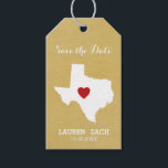 Home State Wedding Save the Date Texas Gift Tags<br><div class="desc">Home is where the heart is! You can add the bride and groom names or last name or even your city to this whimsical design. To move the heart,  you must open the design tool to move it around.</div>