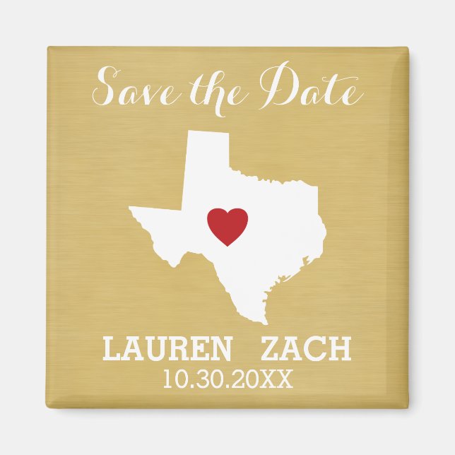 Home State Wedding Save the Date Texas Magnet (Front)