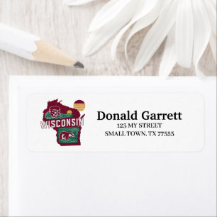 Home State Wisconsin Retro Color Address Label