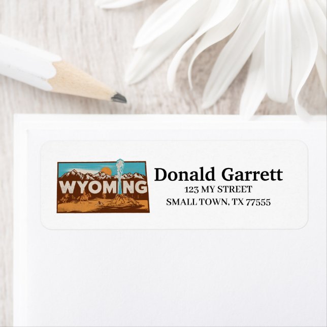 Home State Wyoming Retro Color Address Label (Insitu)