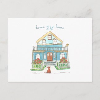 Home Stay Home Social Distancing Note Postcard