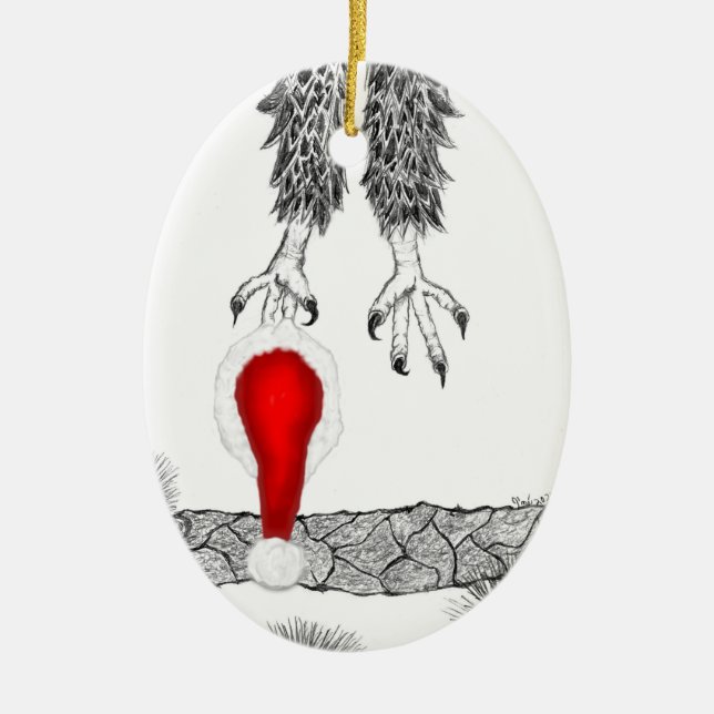 HOME STRONGER SWFL EAGLE NEST WOOHOO! SANTA HAT CERAMIC ORNAMENT (Front)