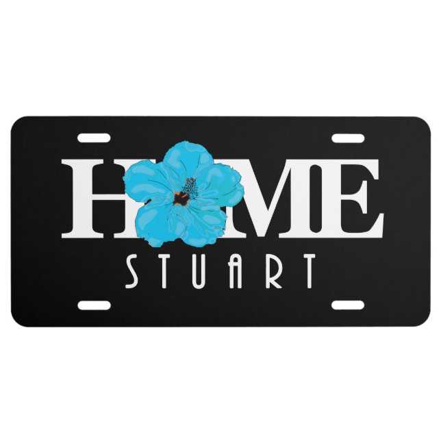 HOME Stuart Florida Blue Hibiscus License Plate (Front)