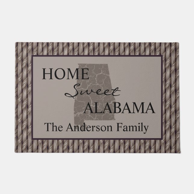 Home Sweet Alabama Faux Weave Doormat (Front)