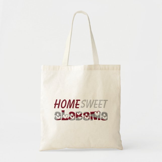 Home Sweet Alabama State Flag Hearts USA Tote Bag (Front)