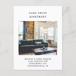 Home Sweet Apartment New Address Photo Moving Announcement Postcard